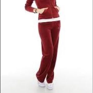 JUICY COUTURE BURGUNDY VELOUR PANTS (SIZE P)